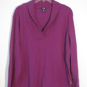 * Rafaella Purple Sweater 3X Plus Size Shawl Collar Cotton